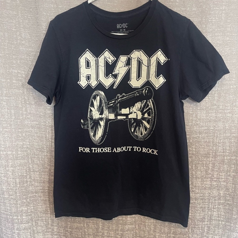 AC/DC Black Tee with Cannon Graphic